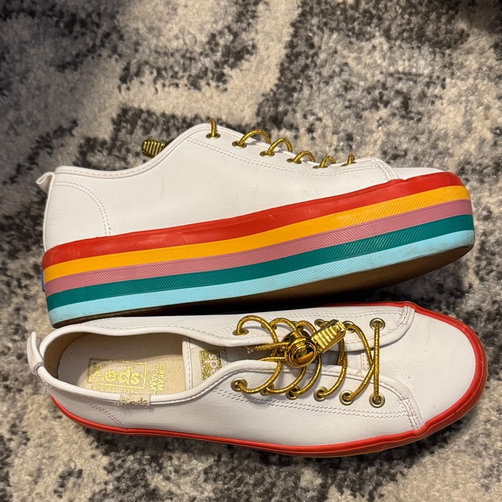Keds White Sneakers with Multicolor Stripes